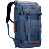 WITZMAN Canvas Vintage Travel Backpack, Large Convertible Weekender Bag, Classic Blue