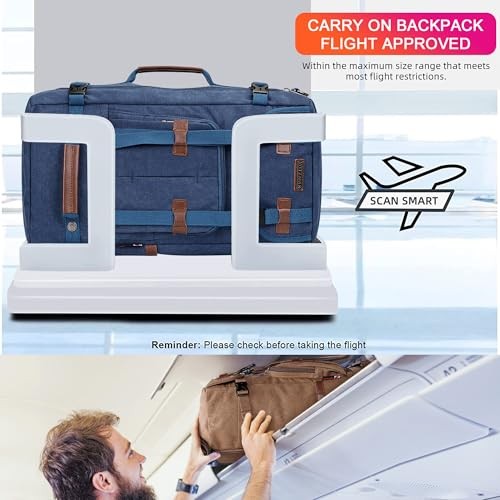 WITZMAN Canvas Vintage Travel Backpack, Large Convertible Weekender Bag, Classic Blue-5