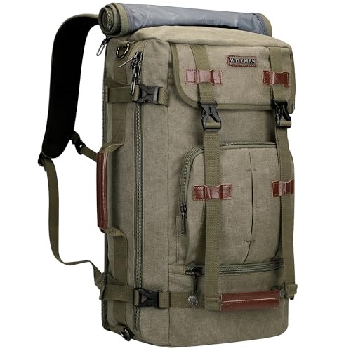 WITZMAN Canvas Vintage Travel Backpack, Light Green