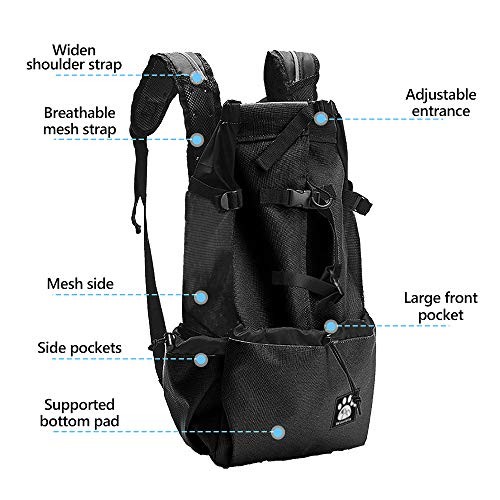 Woolala Dog Backpack Carrier Rucksack, Black, M, Front Pack with Waterproof Lining-3
