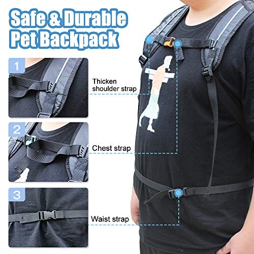Woolala Dog Backpack Carrier Rucksack, Black, M, Front Pack with Waterproof Lining-4