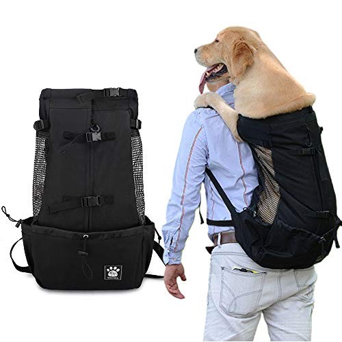 Woolala Small Dog Backpack Carrier, Black, Size S, Front Pack with Waterproof Lining