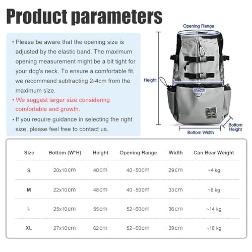 Woolala Light Weight Pet Carrier Backpack for Small and Medium Dogs, Grey XL-4