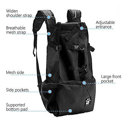 Woolala Light Weight Pet Carrier Backpack for Small and Medium Dogs, Upgraded Black, M-5