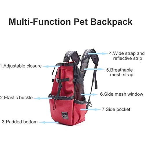 Woolala Lightweight Pet Carrier Backpack for Small and Medium Dogs, Red, M-4