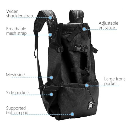 Woolala Lightweight Pet Carrier Backpack for Small and Medium Dogs, Upgraded Black, Size S-5