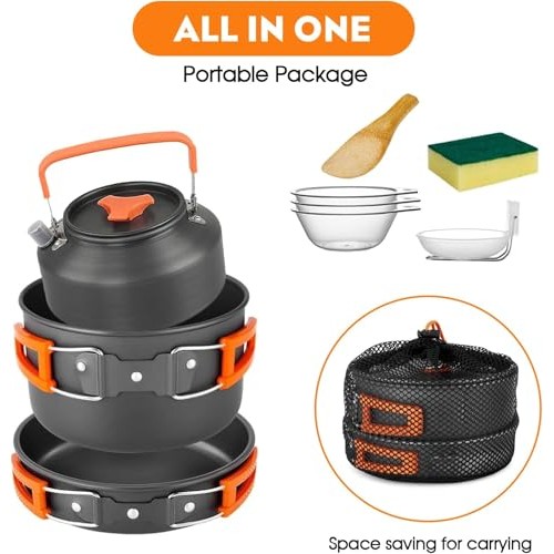 Yeqqzq Camping Cookware Set for 2 to 3 People-2