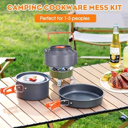 Yeqqzq Camping Cookware Set for 2 to 3 People-4