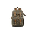 YuanWen DSLR camera canvas backpack, large capacity, front-open, green