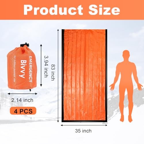 YUFFQOPC 4 Pack Emergency Sleeping Bags, Emergency Bivvy Bags-1