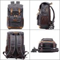 YUHAN Canvas Camera Backpack, Large Capacity Front-Open DSLR Bag, Gray