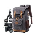 YUHAN Canvas Camera Backpack, Large Capacity Front-Open DSLR Bag, Gray
