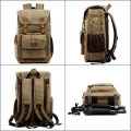 YUHAN Khaki Canvas Camera Backpack for SLR and DSLR