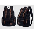 YUHAN Canvas Backpack, Unisex Vintage Casual Rucksack, Black