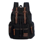 YUHAN Canvas Backpack, Unisex Vintage Casual Rucksack, Black