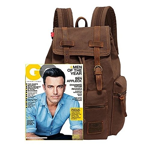 YUHAN Canvas Backpack, Unisex Vintage Casual Rucksack, Black-3