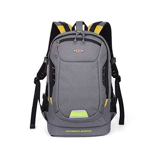 YUHAN Grey Oxford Large Capacity Multi-function Camera Backpack with Padded Insert-1