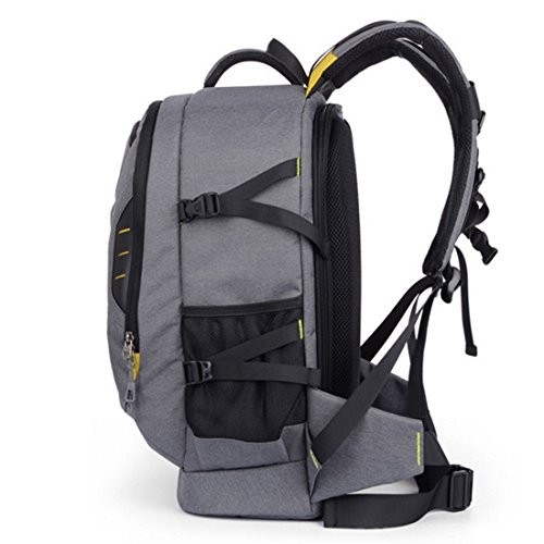 YUHAN Grey Oxford Large Capacity Multi-function Camera Backpack with Padded Insert-3