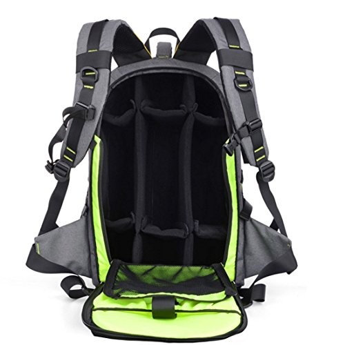 YUHAN Grey Oxford Large Capacity Multi-function Camera Backpack with Padded Insert-5