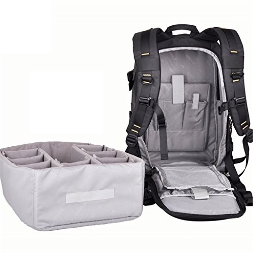 YUHAN Oxford large-capacity multi-function camera backpack, Grey + Green-3