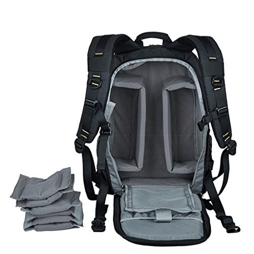YUHAN Oxford large-capacity multi-function camera backpack, Grey + Green-4