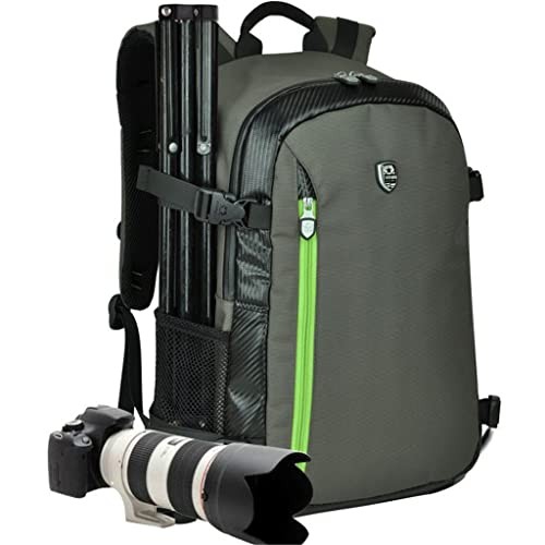 YUHAN Oxford large-capacity multi-function camera backpack, Grey + Green