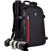 YUHAN Oxford large-capacity multi-function camera backpack, Black + Red
