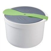 Zilimontt Microwave Rice Cooker Steamer with Strainer, Portable PP Pot, Green