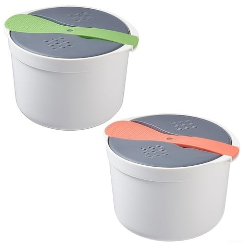 Zilimontt Microwave Rice Cooker Steamer with Strainer, Portable PP Pot, Green-2
