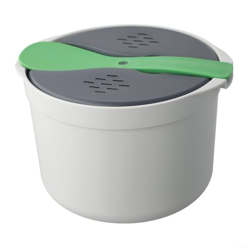 Zilimontt Microwave Rice Cooker Steamer with Strainer, Portable PP Pot, Green-3