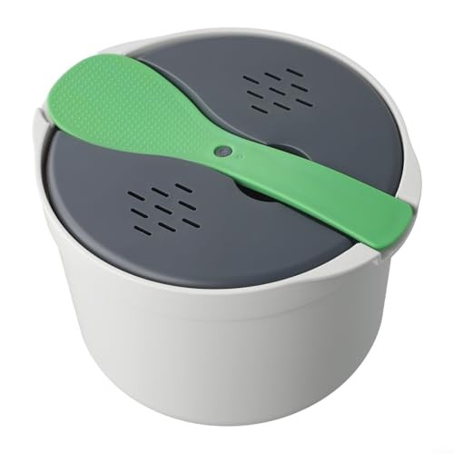 Zilimontt Microwave Rice Cooker Steamer with Strainer, Portable PP Pot, Green-4