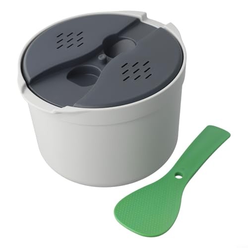Zilimontt Microwave Rice Cooker Steamer with Strainer, Portable PP Pot, Green-7