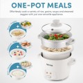 Aroma Rice Cooker, 2-Cup Uncooked / 4-Cup Cooked, 1 Qt, White, ARC-302-1NG
