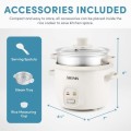Aroma Rice Cooker, 2-Cup Uncooked / 4-Cup Cooked, 1 Qt, White, ARC-302-1NG
