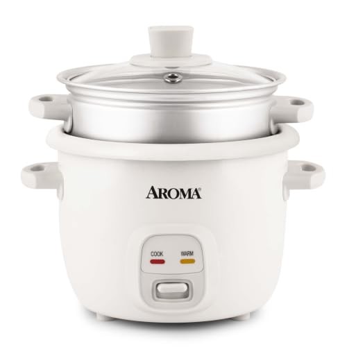 Aroma Rice Cooker, 2-Cup Uncooked / 4-Cup Cooked, 1 Qt, White, ARC-302-1NG