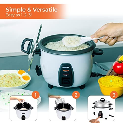 GEEPAS 450W Rice Cooker & Steamer, 1L, with Keep Warm Function-4