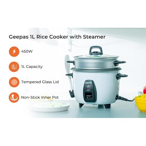 GEEPAS 450W Rice Cooker & Steamer, 1L, with Keep Warm Function-7