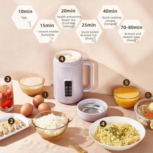 Generic Purple Mini Rice Cooker, 1L Multi-Function Travel Stew Pot-1