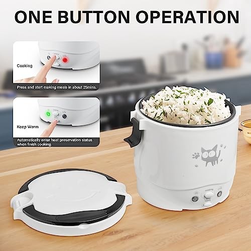 OSBA 12V Car Rice Cooker 1L with Steamer, White-5