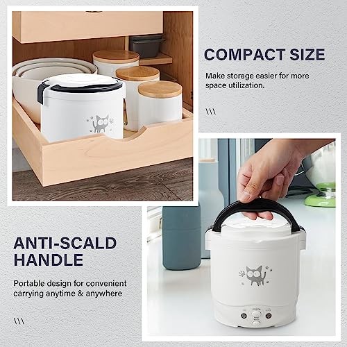 OSBA 12V Car Rice Cooker 1L with Steamer, White-6