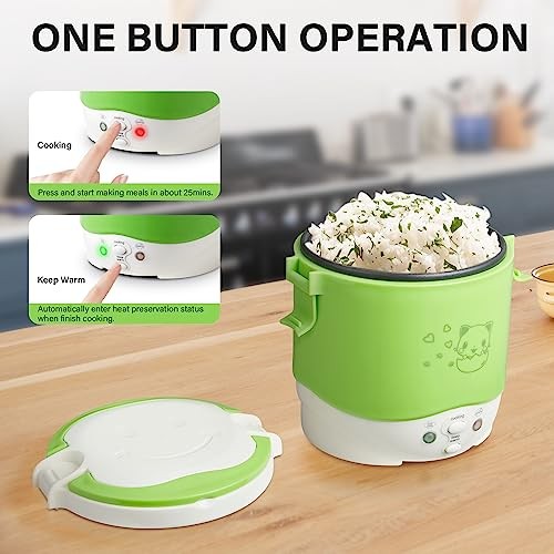 OSBA 1L Mini Car Rice Cooker, 12V Travel Cooker, Green-5