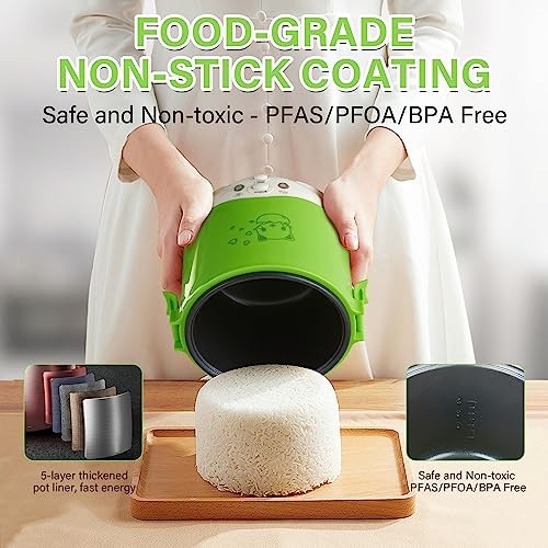 OSBA 1L Mini Car Rice Cooker, 12V Travel Cooker, Green-6