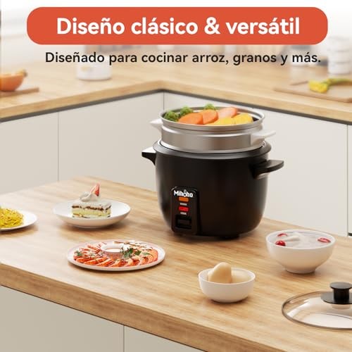 Mihoho 1L Electric Rice Cooker with Glass Lid, Black A-2