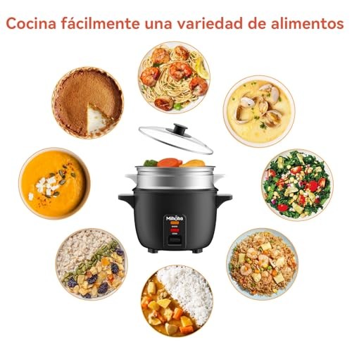 Mihoho 1L Electric Rice Cooker with Glass Lid, Black A-6