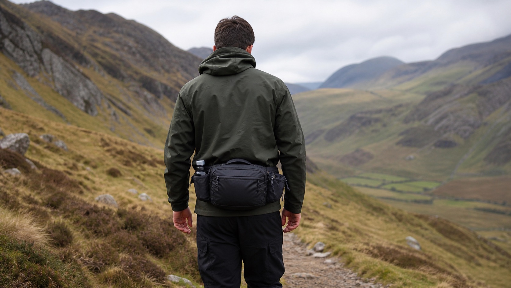 Hiking bum bag and waist pack on a UK walking trail